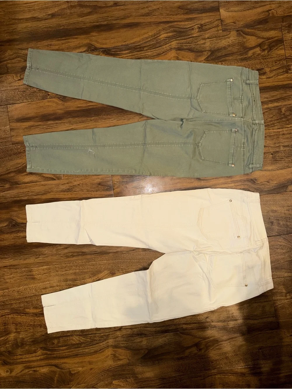 WHBM Skinny Crop Cargo Ankle Pants - Olive & Cream - Set of 2
